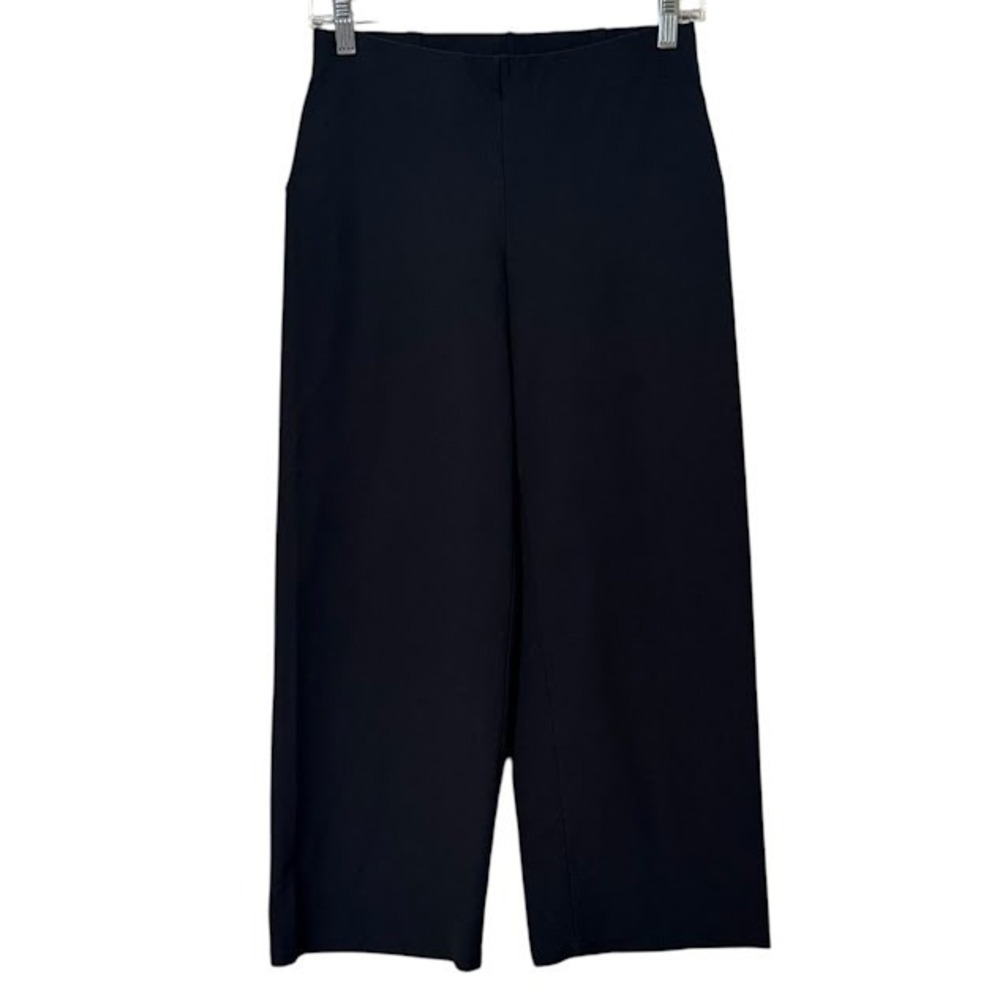 Eileen Fisher Charcoal Gray‎ Viscose Stretch Knit Wide Leg Crop Pants Womens XS